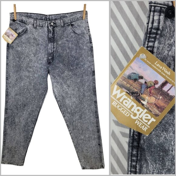 NEW VTG 80s 90s Mens Wrangler Jeans Lava Acid Wash 42x32 40x33 Deadstock Rugged - Picture 1 of 9